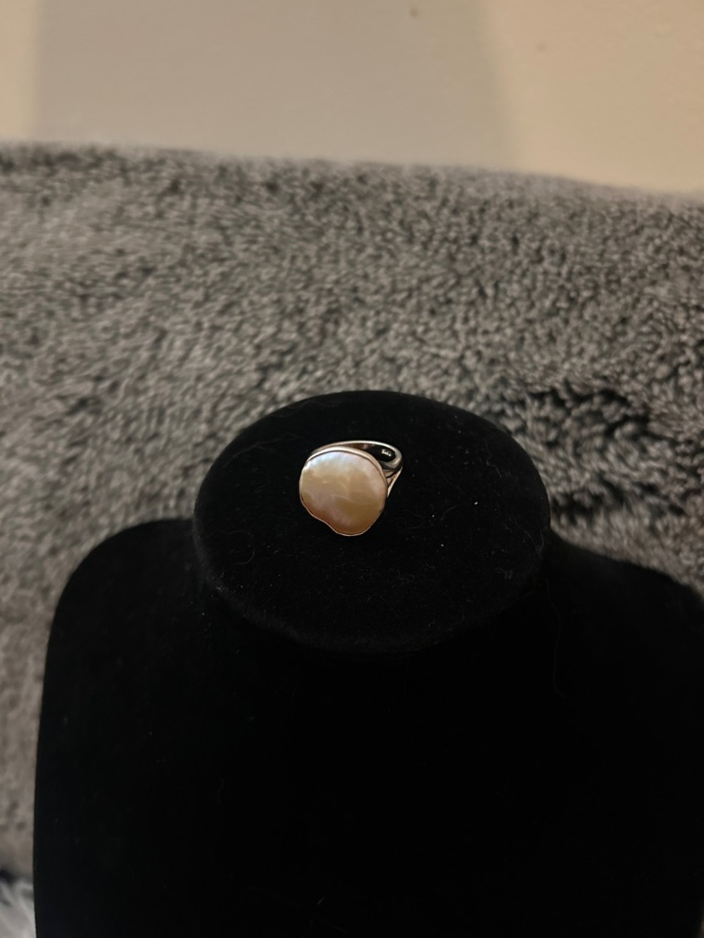 Vintage 925 Sterling Silver Genuine Pearl Ring - Size 5